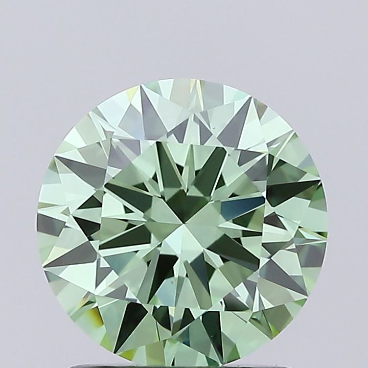 Actual 1.5 carat Vivid Green Round lab-grown diamond
