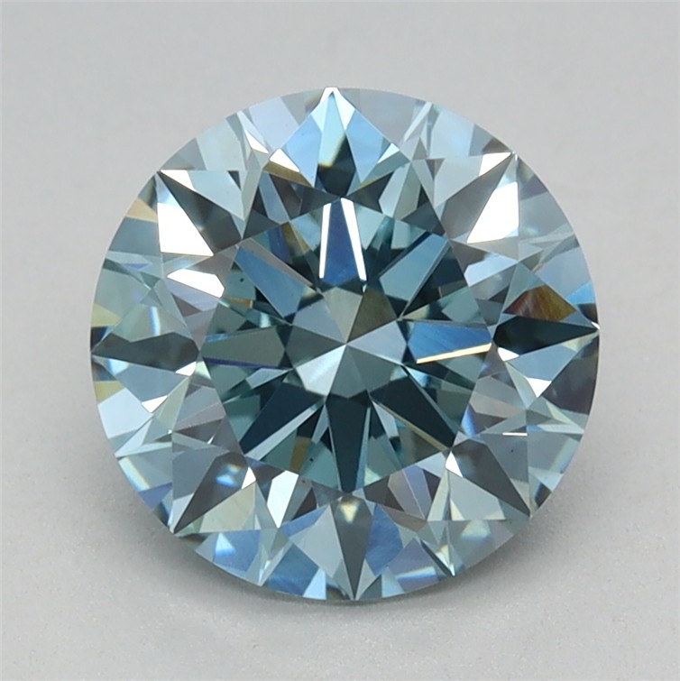 Actual 1.54 carat Fancy Vivid Blue Round lab-grown diamond