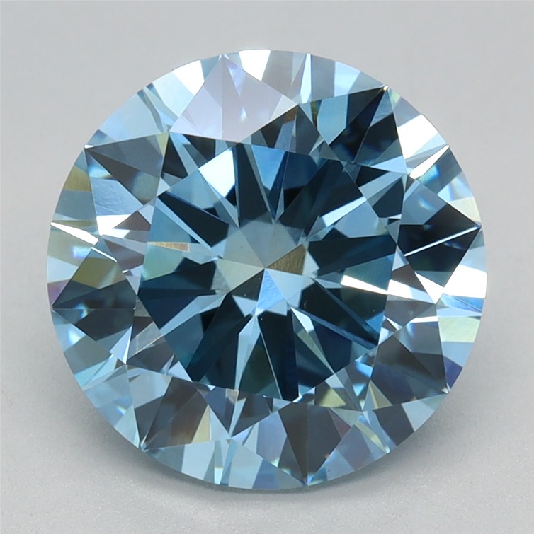 Actual 3 carat Fancy Vivid Blue Round lab-grown diamond