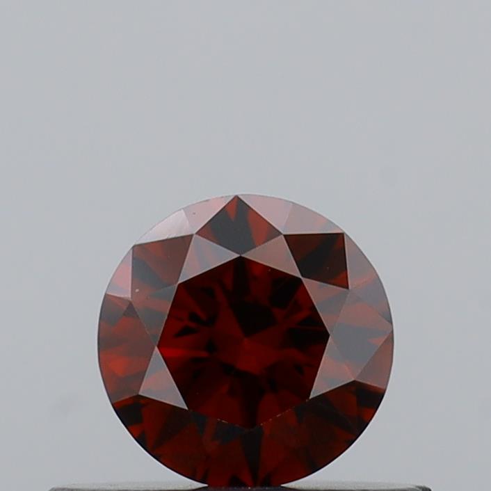 Actual 0.34 carat Fancy Deep Orange Round lab-grown diamond