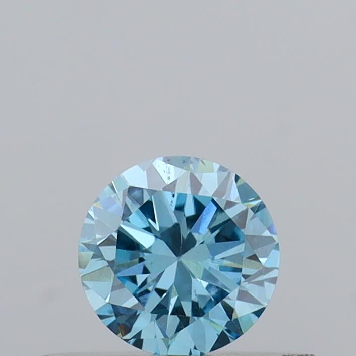 Actual 0.29 carat Fancy Vivid Blue Round lab-grown diamond