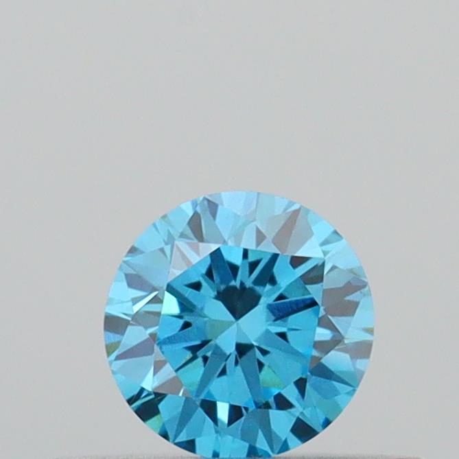 Actual 0.29 carat Fancy Vivid Blue Round lab-grown diamond