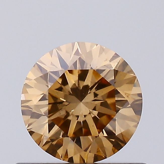 Actual 0.5 carat Light Yellowish Brown Round lab-grown diamond