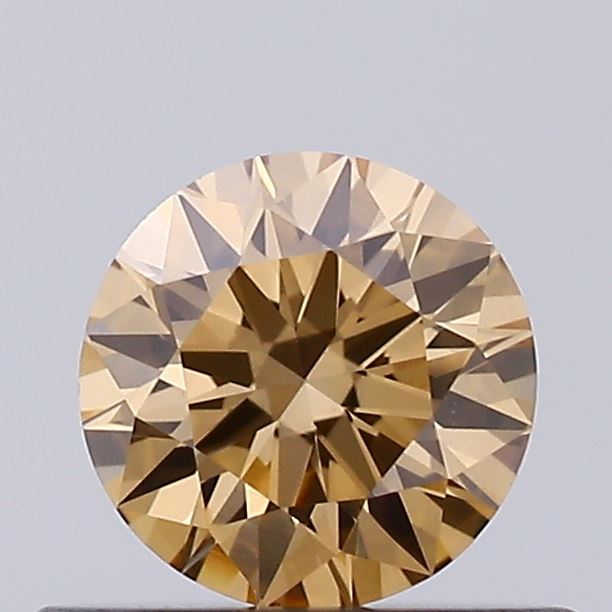 Actual 0.38 carat Light Yellowish Brown Round lab-grown diamond