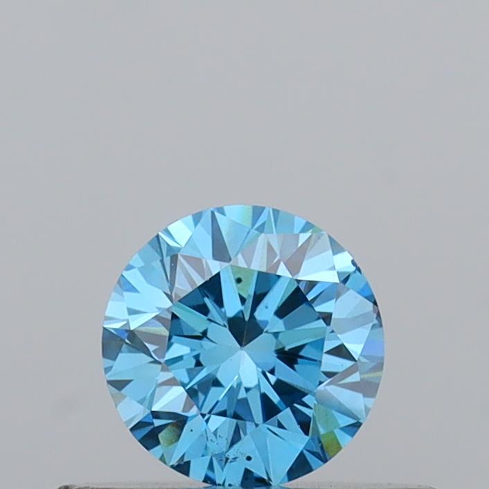 Actual 0.33 carat Fancy Vivid Blue Round lab-grown diamond