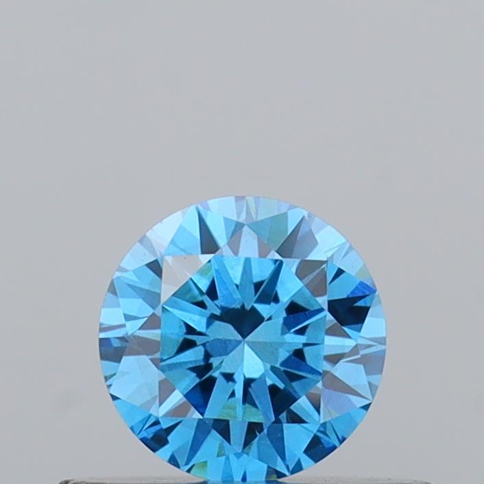 Actual 0.34 carat Fancy Vivid Blue Round lab-grown diamond
