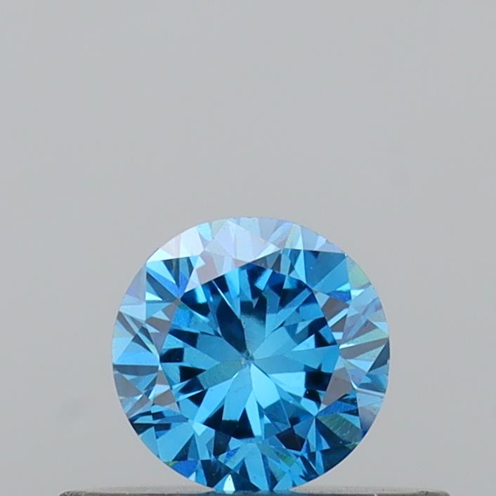 Actual 0.27 carat Fancy Vivid Blue Round lab-grown diamond