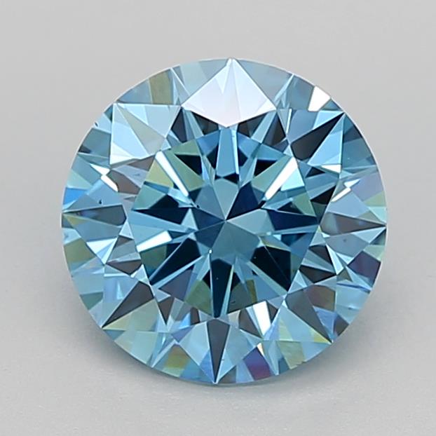 Actual 2.04 carat Fancy Vivid Blue Round lab-grown diamond