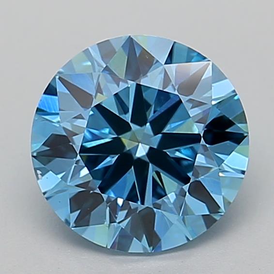 Actual 2.05 carat Fancy Vivid Blue Round lab-grown diamond