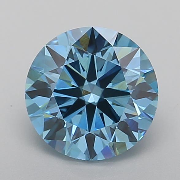 Actual 2.05 carat Fancy Vivid Blue Round lab-grown diamond