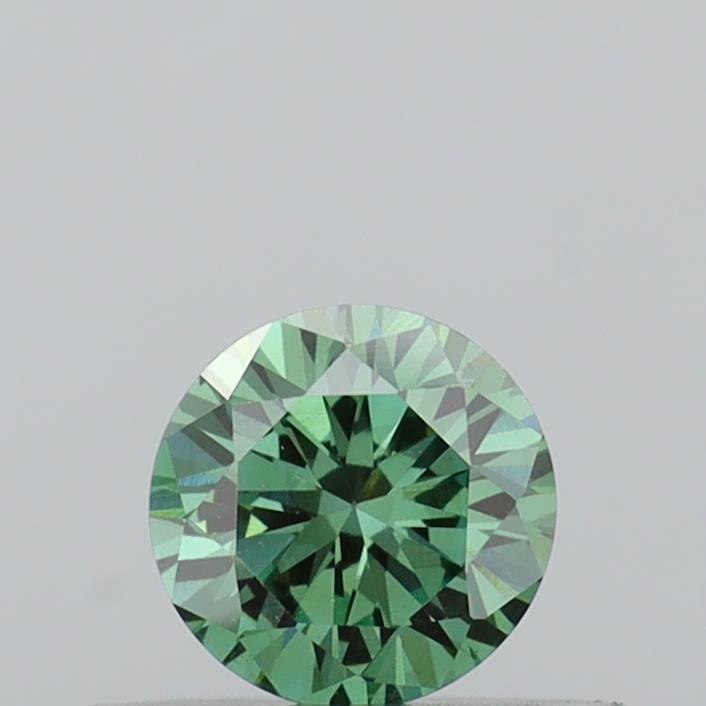 Actual 0.3 carat Fancy Vivid Green Round lab-grown diamond