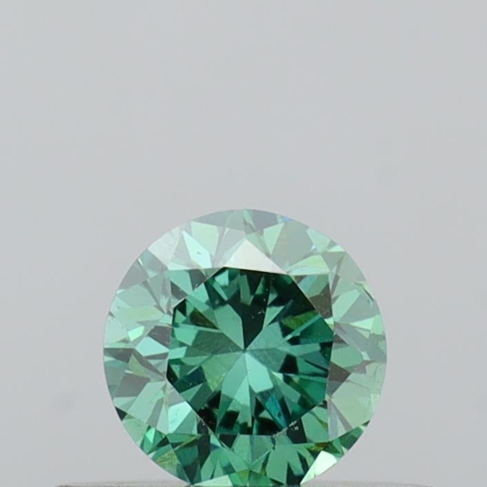 Actual 0.33 carat Fancy Vivid Green Round lab-grown diamond
