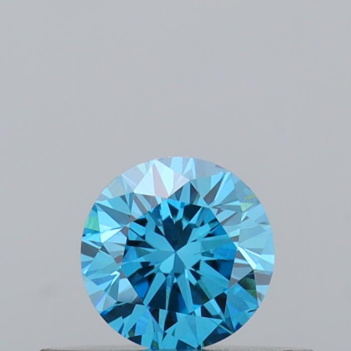 Actual 0.28 carat Fancy Vivid Blue Round lab-grown diamond