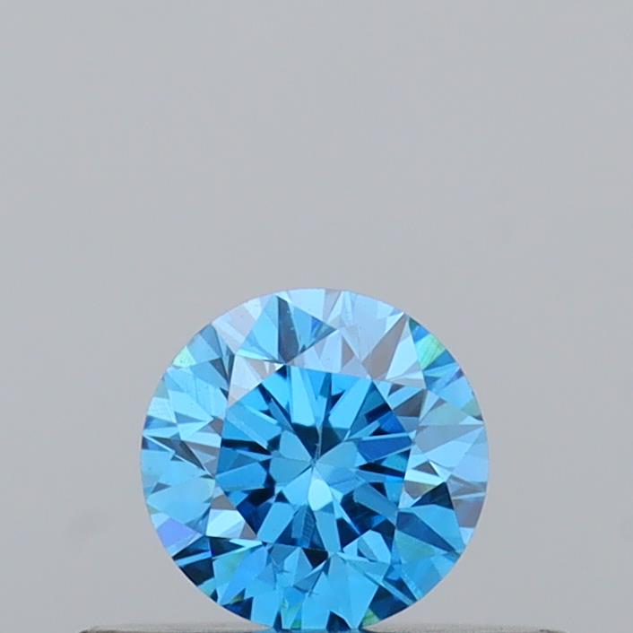 Actual 0.28 carat Fancy Vivid Blue Round lab-grown diamond
