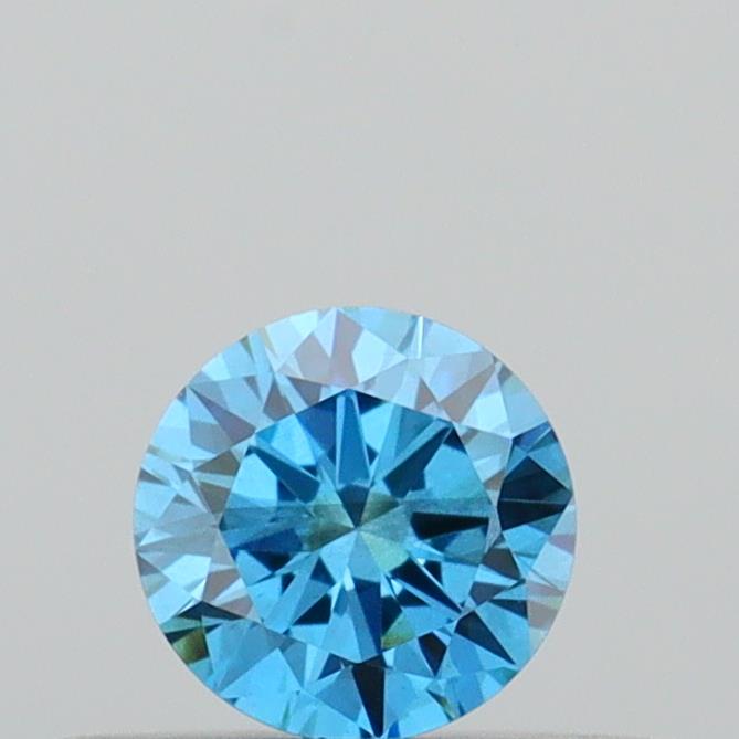 Actual 0.28 carat Fancy Vivid Blue Round lab-grown diamond
