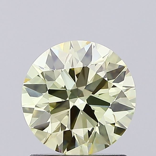 Actual 1.03 carat Light Yellow Round lab-grown diamond
