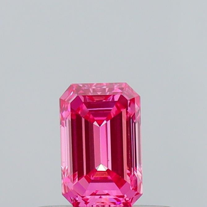 Actual 0.29 carat Fancy Vivid Pink Emerald lab-grown diamond