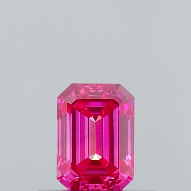 Actual 0.29 carat Fancy Vivid Pink Emerald lab-grown diamond