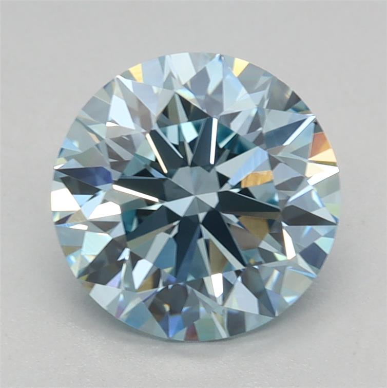 Actual 1.51 carat Fancy Vivid Blue Round lab-grown diamond