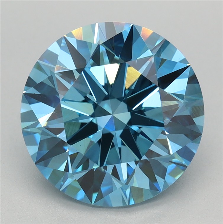 Actual 3.16 carat Fancy Vivid Blue Round lab-grown diamond