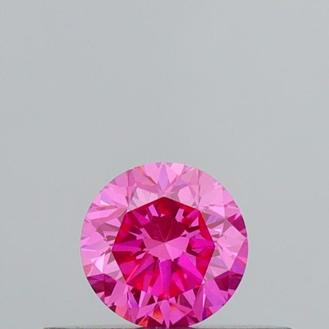 Actual 0.25 carat Fancy Vivid Pink Round lab-grown diamond