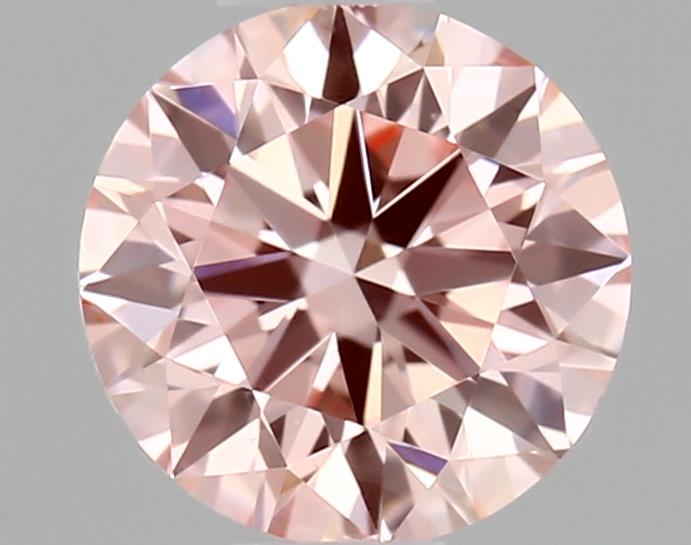 Actual 0.41 carat Fancy Vivid Pink Round lab-grown diamond