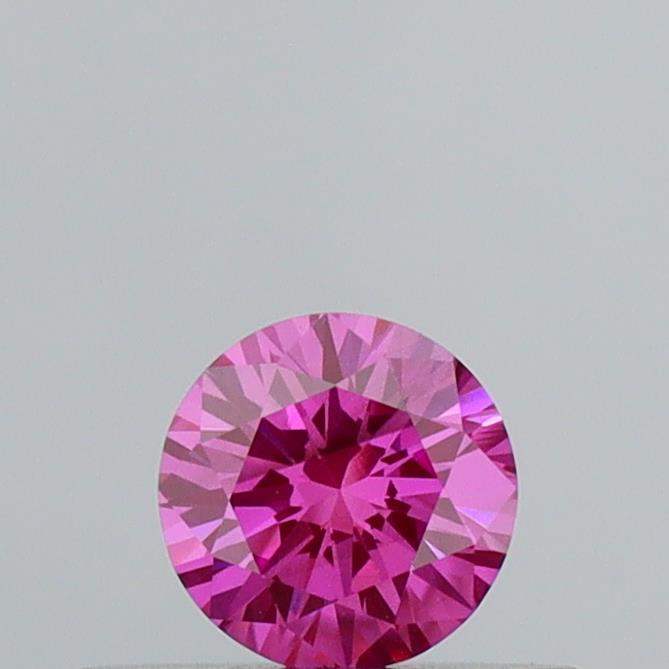 Actual 0.28 carat Fancy Vivid Pink Round lab-grown diamond