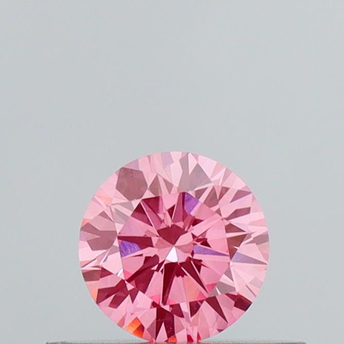Actual 0.3 carat Fancy Vivid Pink Round lab-grown diamond