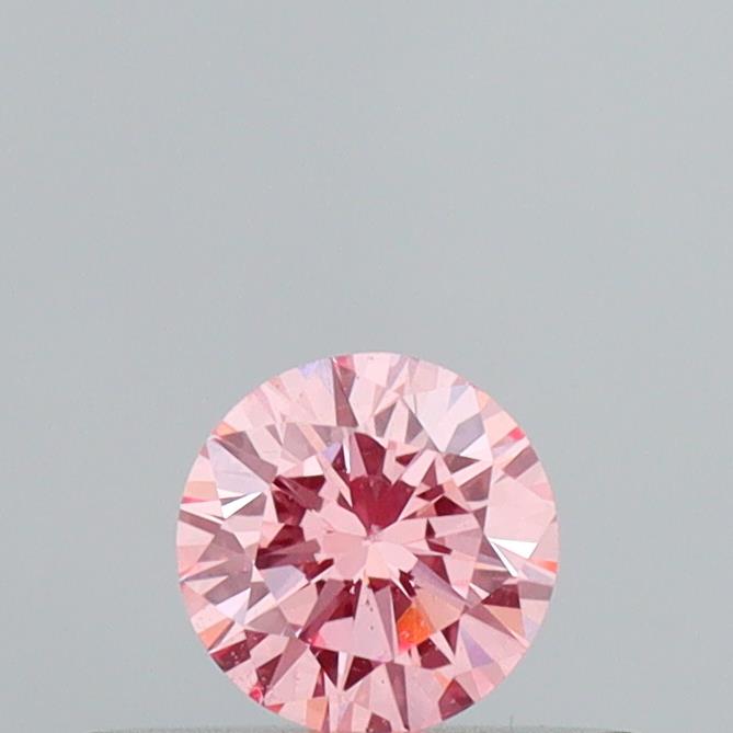 Actual 0.25 carat Fancy Intense Pink Round lab-grown diamond