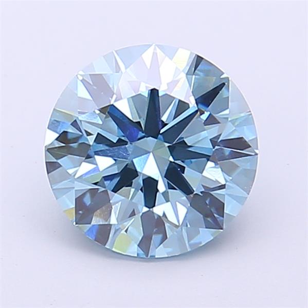 Actual 1.53 carat Vivid Blue Round lab-grown diamond