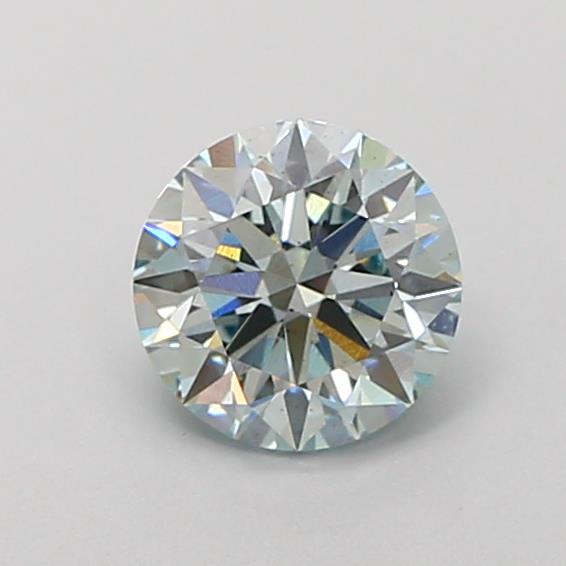 Actual 1.06 carat Blue Round lab-grown diamond