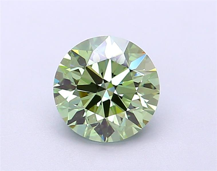 Actual 1.18 carat Vivid Green Round lab-grown diamond