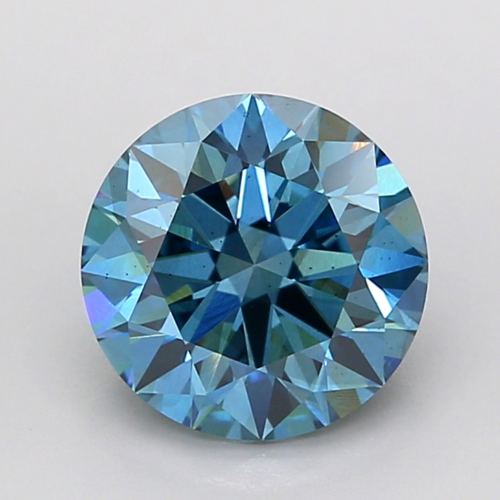 Actual 2.5 carat Fancy Vivid Blue Round lab-grown diamond