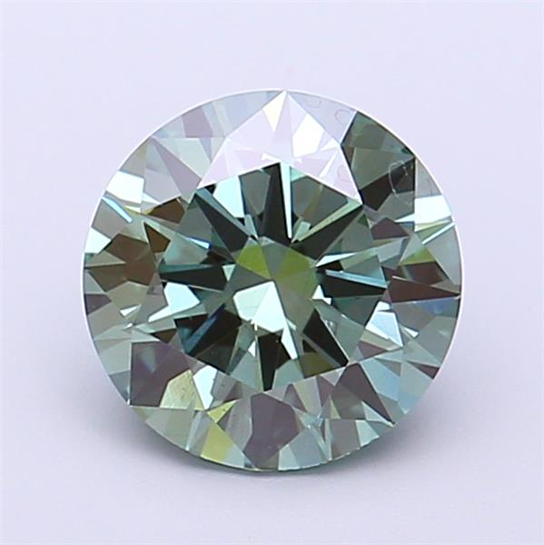 Actual 1.51 carat Vivid Green Round lab-grown diamond