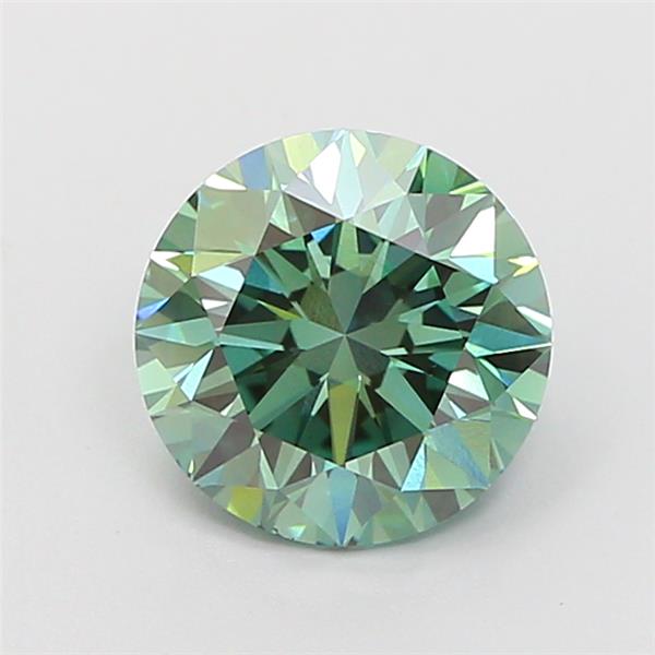 Actual 1.52 carat Vivid Green Round lab-grown diamond