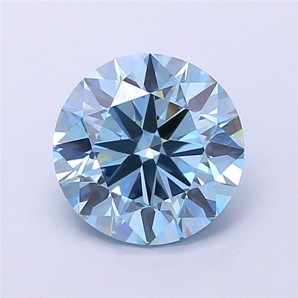 Actual 2.53 carat Fancy Vivid Blue Round lab-grown diamond