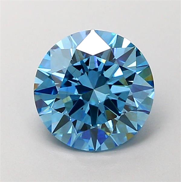 Actual 1.57 carat Vivid Blue Round lab-grown diamond