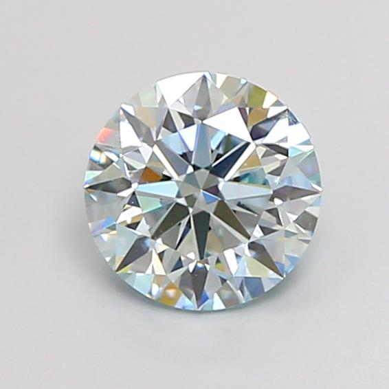 Actual 1.21 carat Light Greenish Blue Round lab-grown diamond