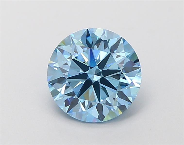 Actual 1.72 carat Vivid Blue Round lab-grown diamond