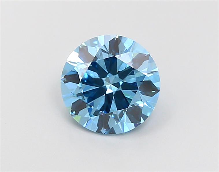 Actual 1.57 carat Vivid Blue Round lab-grown diamond