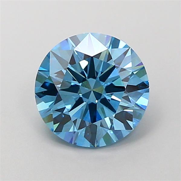 Actual 1.49 carat Vivid Blue Round lab-grown diamond