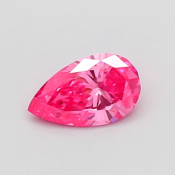 Actual 0.29 carat Fancy Vivid Pink Pear lab-grown diamond