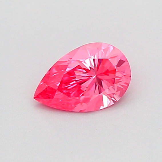 Actual 0.31 carat Fancy Vivid Pink Pear lab-grown diamond