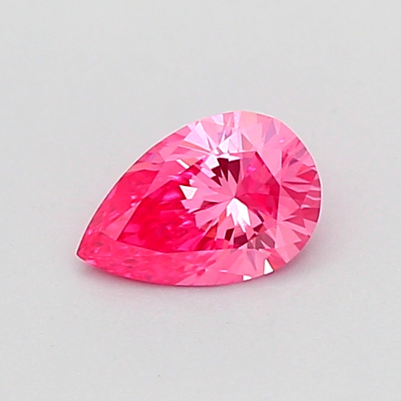 Actual 0.31 carat Fancy Vivid Pink Pear lab-grown diamond