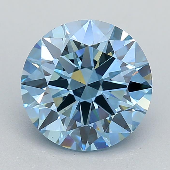 Actual 1.4 carat Vivid Blue Round lab-grown diamond