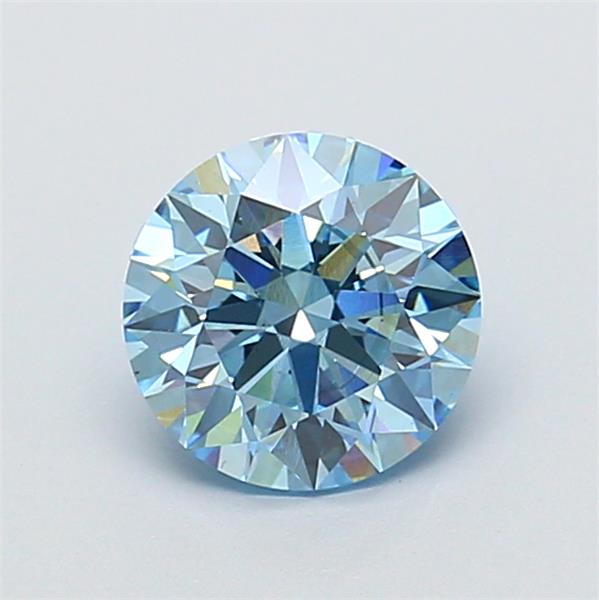Actual 1.51 carat Fancy Vivid Blue Round lab-grown diamond