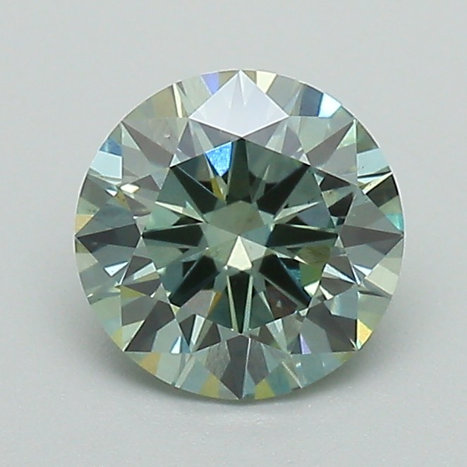 Actual 1.02 carat Intense Green Round lab-grown diamond