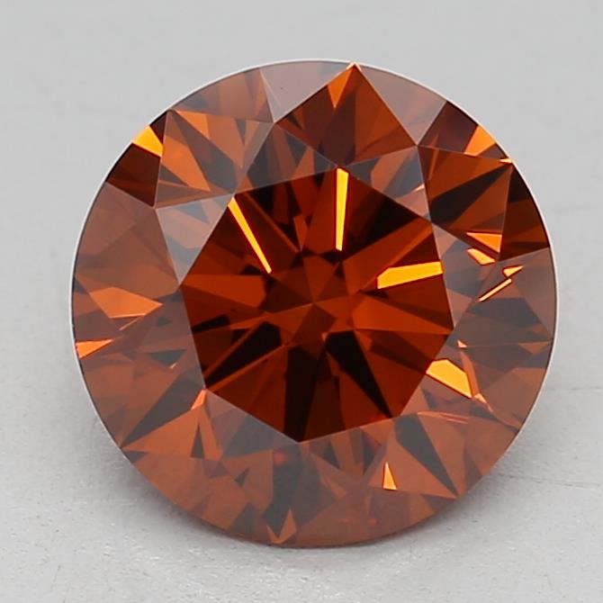 Actual 1.11 carat Deep Orange Round lab-grown diamond