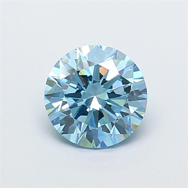 Actual 1.41 carat Vivid Blue Round lab-grown diamond