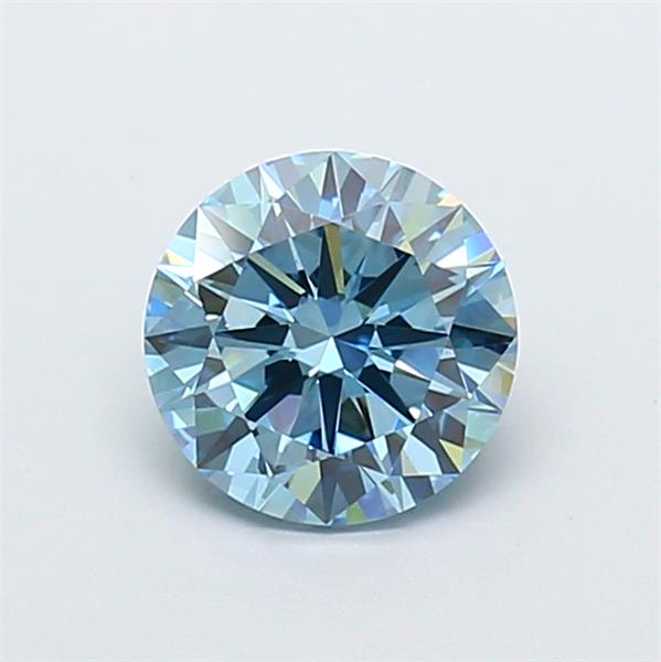 Actual 1.55 carat Vivid Blue Round lab-grown diamond